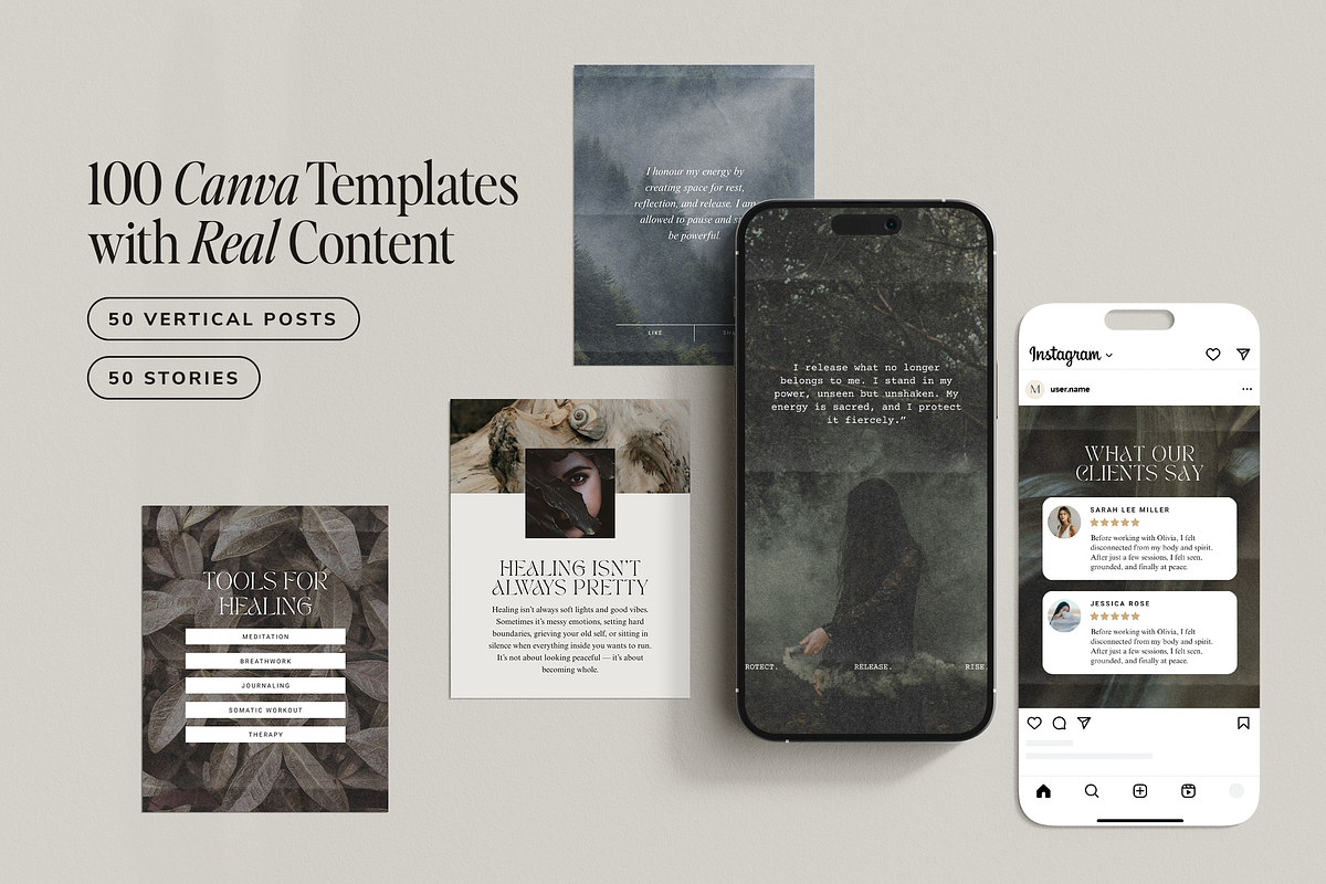 Spiritual Coach Instagram Templates, a Social Media Template by Studio Loire (Photo 2 of 9)