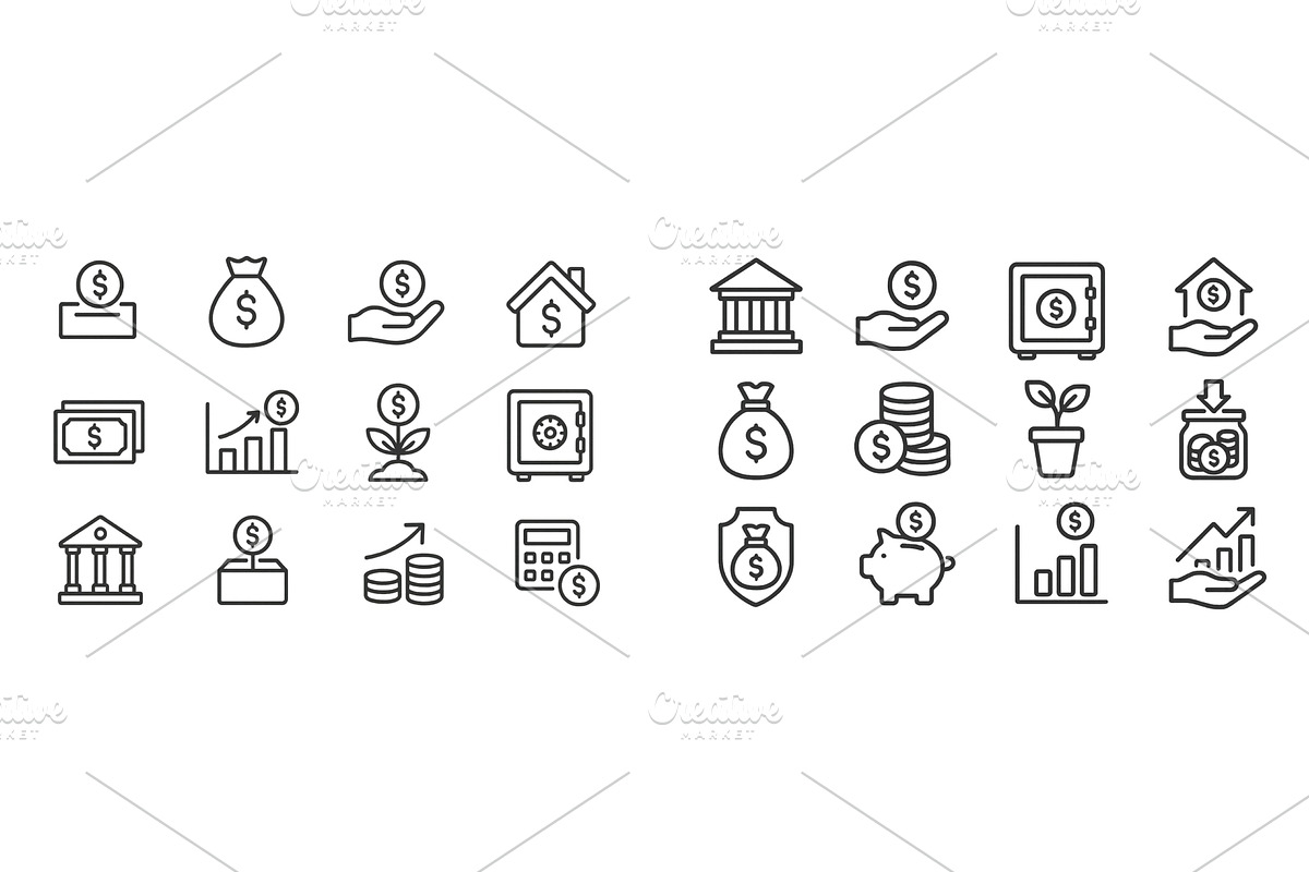 Collection of financial icons, a Finance Illustration by ZinetroN