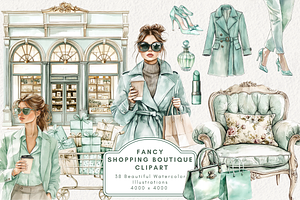 Fancy Shopping Boutique Clipart, an Illustration by NadiaTheronArt