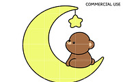 Cute Bear with Moon SVG Bundle, a Graphic by TheHitShop (Thumbnail 1 of 10)