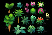 Tiki garden - isometric clip-arts, a Decorative Illustration by Ekaterina Glazkova (Thumbnail 3 of 4)
