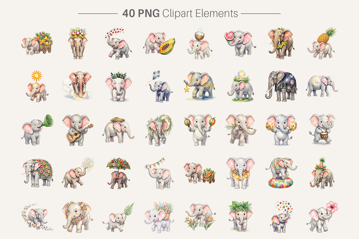 Cute Elephant Sublimation PNG, an Animal Illustration by Artnoy (Photo 2 of 18)