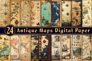 Antique Maps Digital Paper, an Illustration by CreationArt