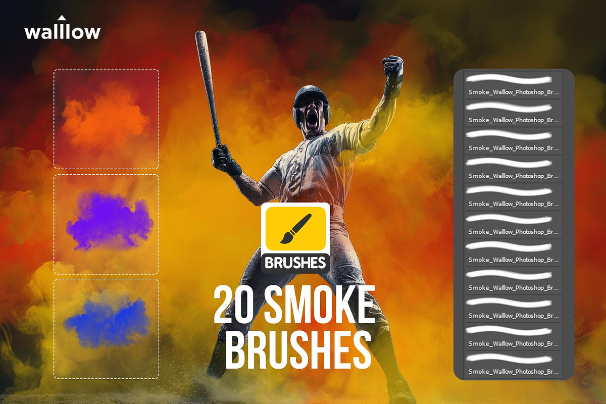 Smoke photoshop brush set, a Brush Add-On by Walllow Creatives (Photo 3 of 3)