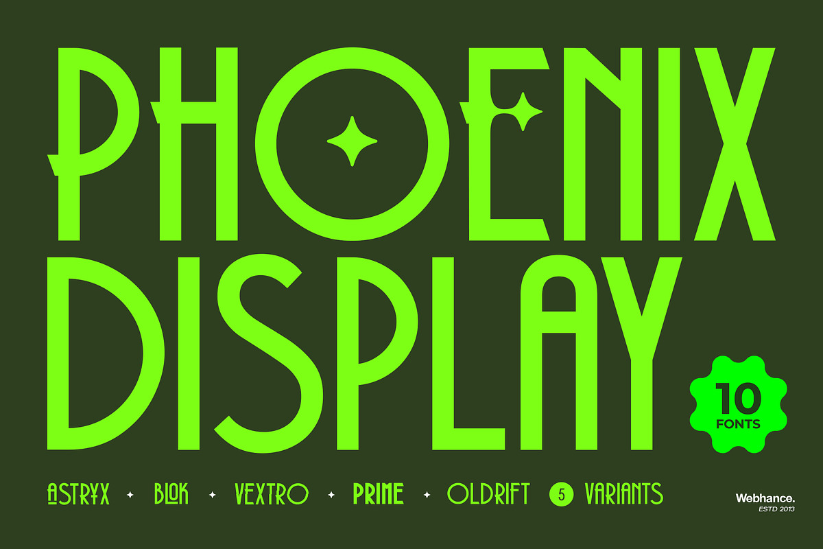 Phoenix Display Font, a Sans Serif Font by Webhance Studio (Photo 1 of 12)