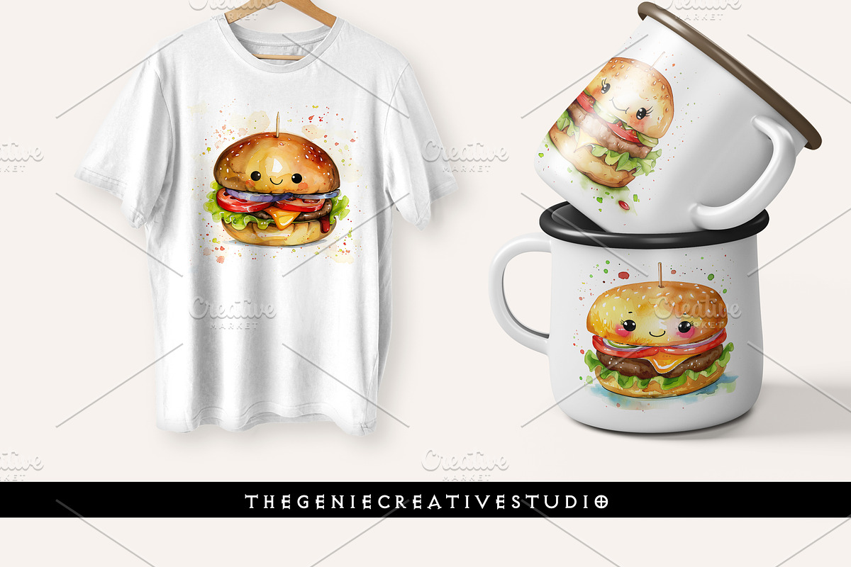 Cartoon Hamburger PNG Clipart Set, a Food Illustration by Geniecreativestudio (Photo 7 of 9)
