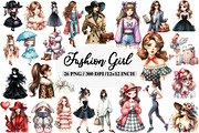 Watercolor Fashion Girl Clipart, an Illustration by Daily.Designs (Thumbnail 1 of 5)