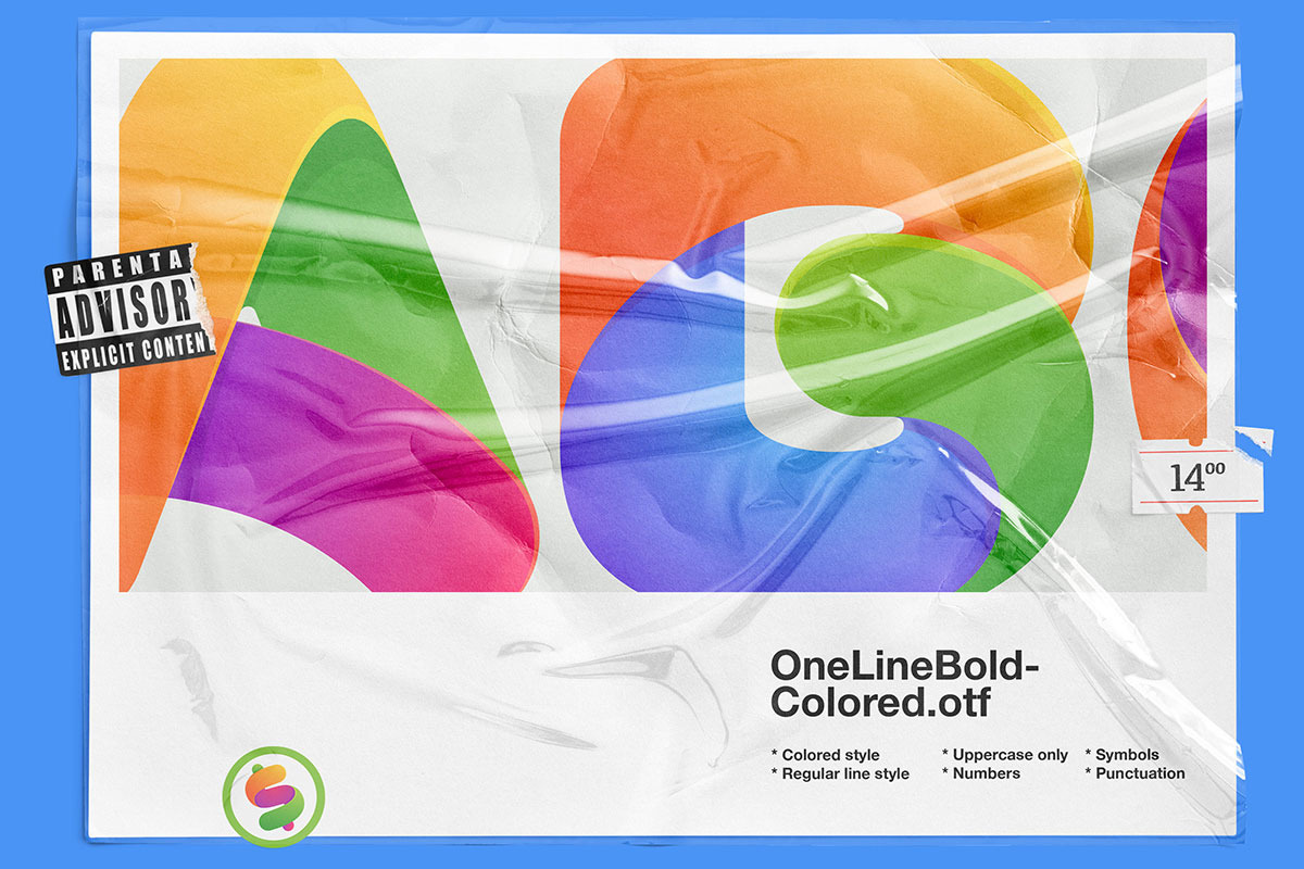 One Line Bold Colored font preview 2