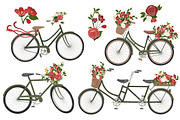 Floral Christmas Bicycles Clipart, an Illustration by Amanda Ilkov (Thumbnail 4 of 5)