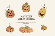 Watercolor Halloween Pumpkins, an Illustration by Cardozart (Thumbnail 1 of 2)