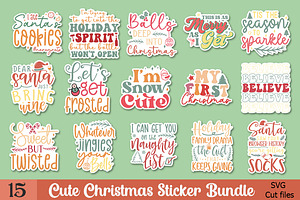 Cute Christmas Quotes Sticker Bundle