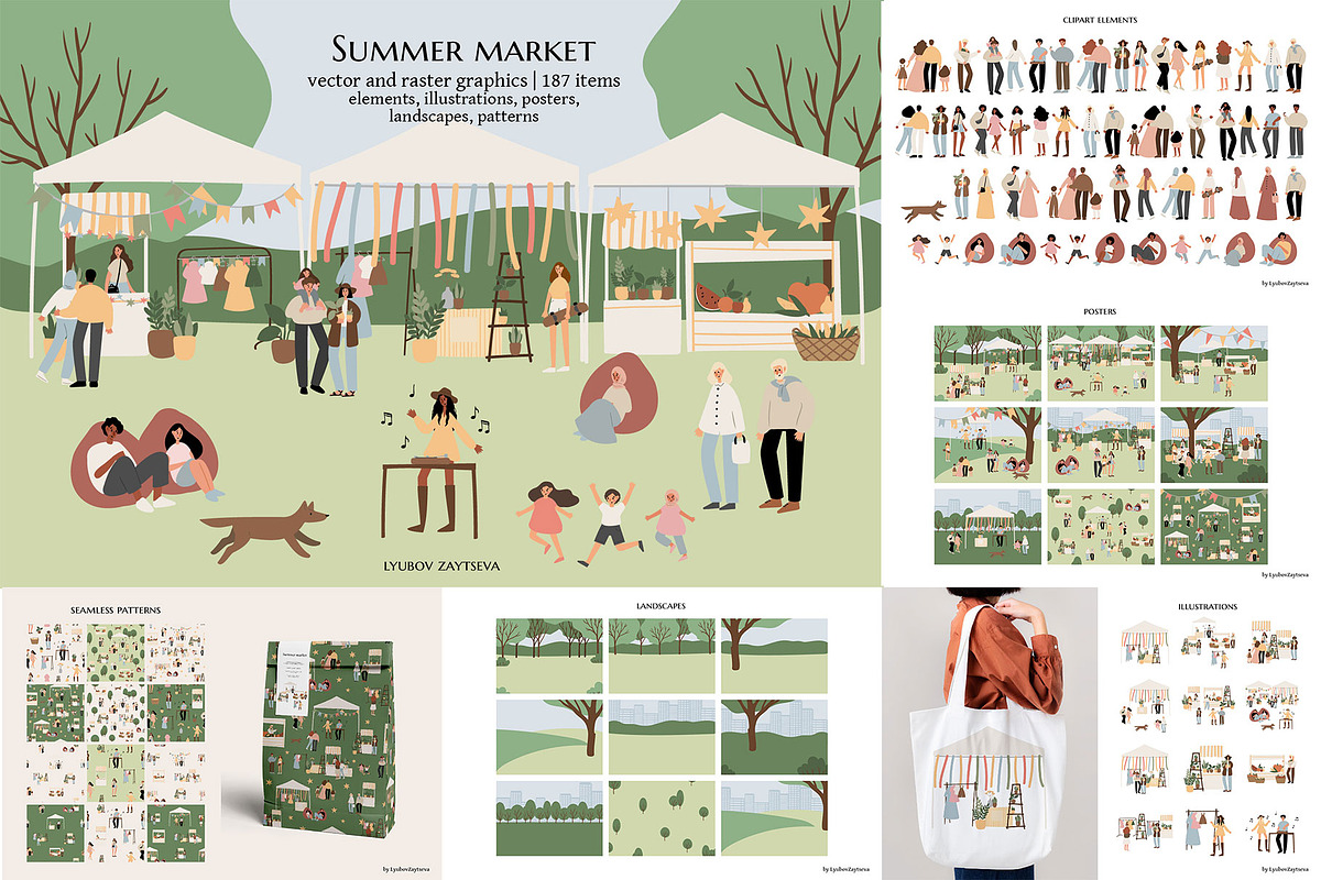 Summer in park illustration bundle, a Person Illustration by LyubovZaytseva (Photo 4 of 9)