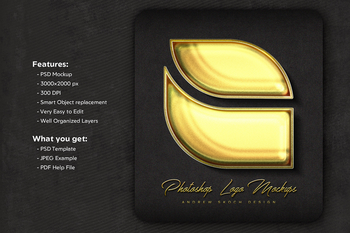 Gold Logo Photoshop Mockup, a Product Mockup by Andrew Skoch Design (Photo 3 of 3)