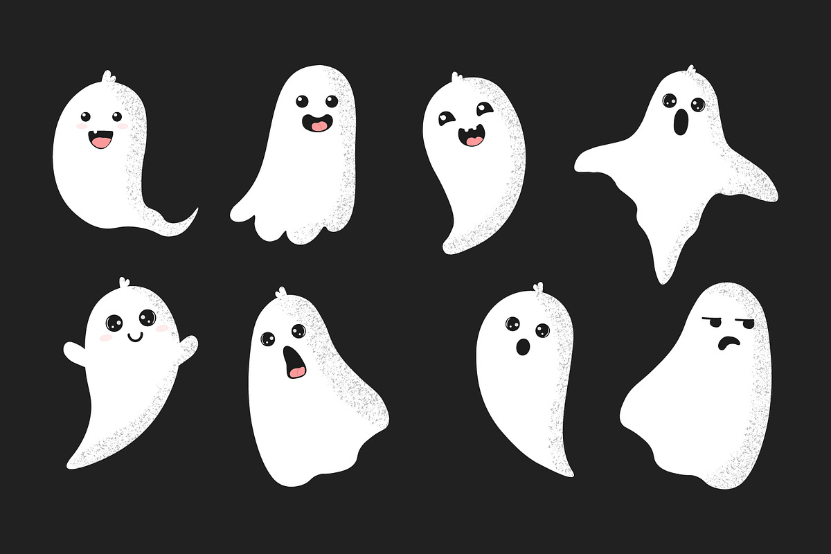 Adorable Cartoon Ghosts, a Decorative Illustration by linakilljoy (Photo 2 of 3)