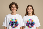 Neon Boombox Skull Splash Art, a Shirt Mockup by Vector Stall (Thumbnail 6 of 15)