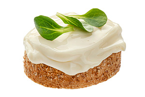 Bread with cream cheese isolated