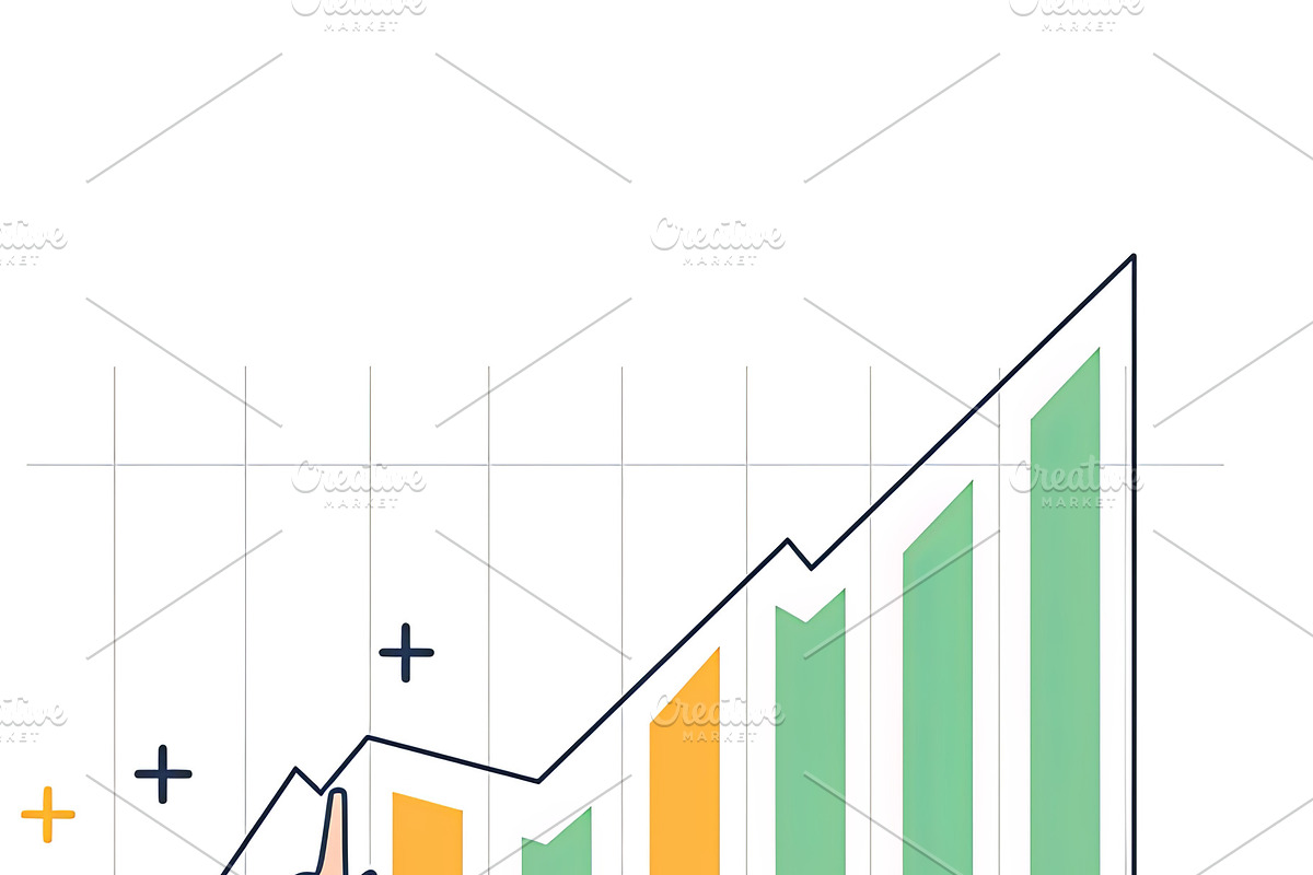 Two professionals analyzing data for business growth and success trends, an Illustration by AS photostudio