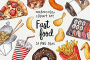 Fast food watercolor clipart, an Object Illustration by Trinibis (Thumbnail 1 of 3)