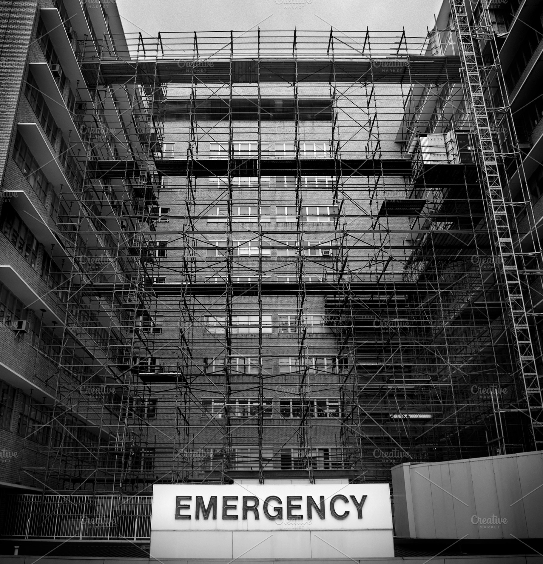 Emergency Sign Black and White, an Architecture Photo by THP Creative