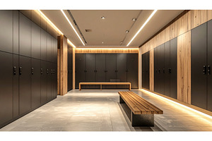 Sleek locker room interior features, an Architecture Photo by Igor Tichonow