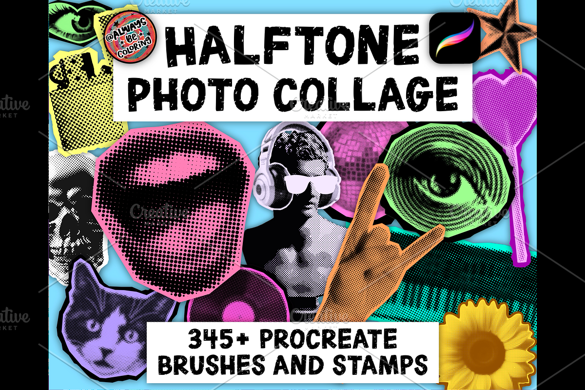 Procreate Halftone Photo Collage Set, a Brush Add-On by AlwaysBeColoring (Photo 13 of 13)