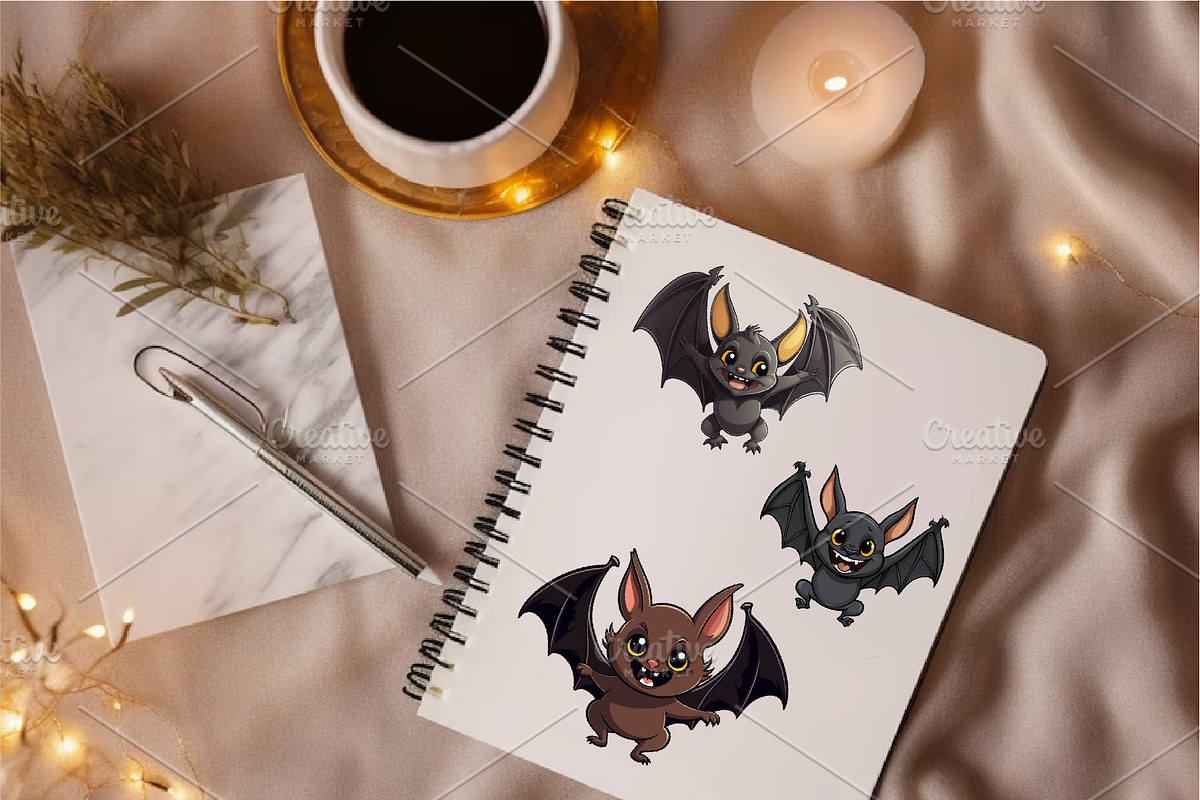 Cute Halloween bats. TShirt Sticker., an Animal Illustration by KENO Mascots (Photo 6 of 9)