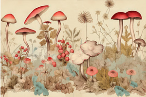 Mushroom Flowers Illustration