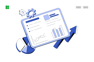 Business analytics on tablet screen, a Technology Illustration by Icons8