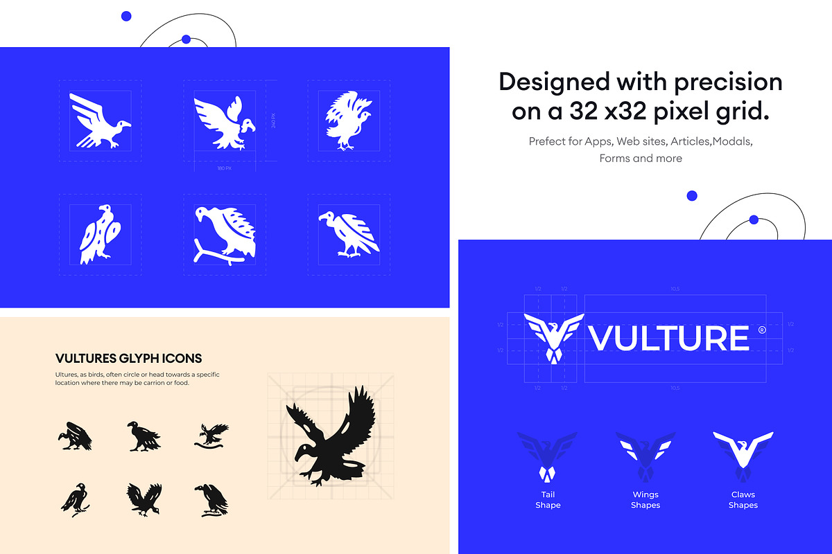 Vulture Glyph Icons, a Solid Icon by Prosymbols (Photo 3 of 6)