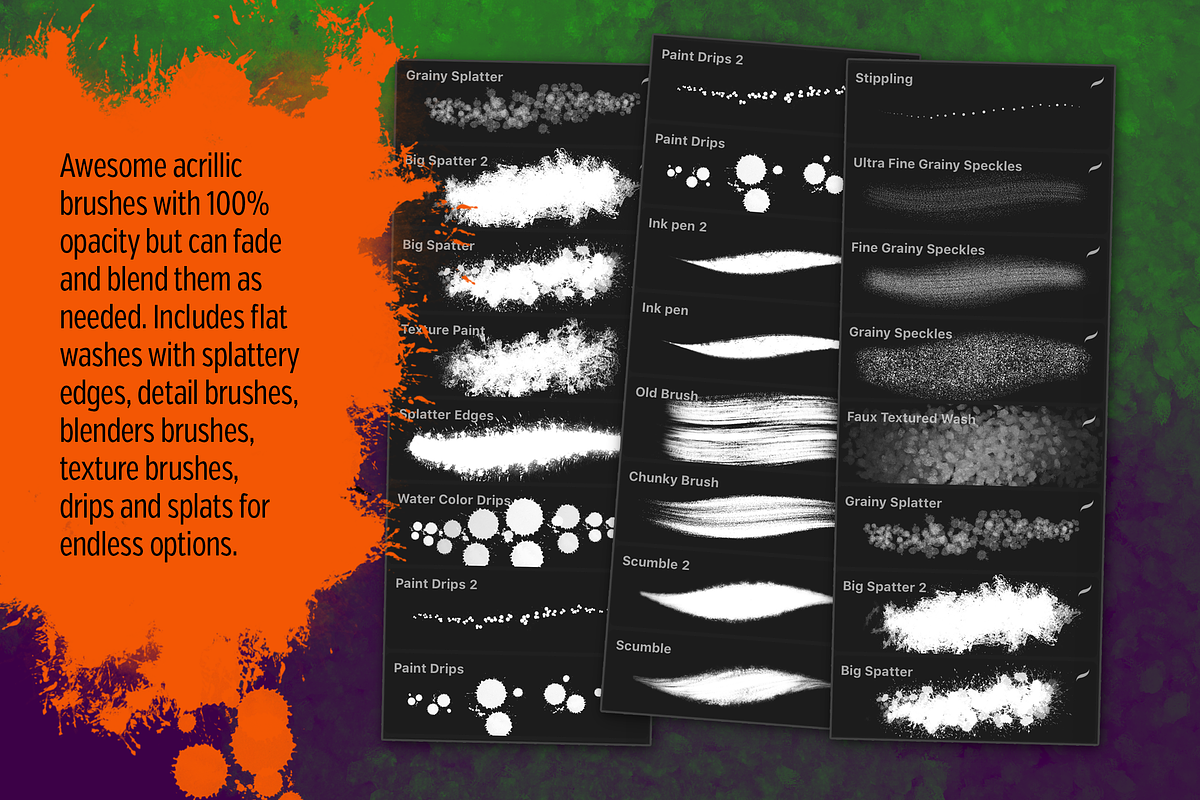 42 Paint & Watercolor Brushes, a Brush Add-On by potterDesigns (Photo 3 of 5)
