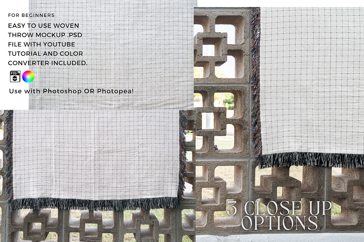 Woven Throw Blanket Mockup - Bundle, a Household Mockup by VisualGrid (Photo 4 of 10)
