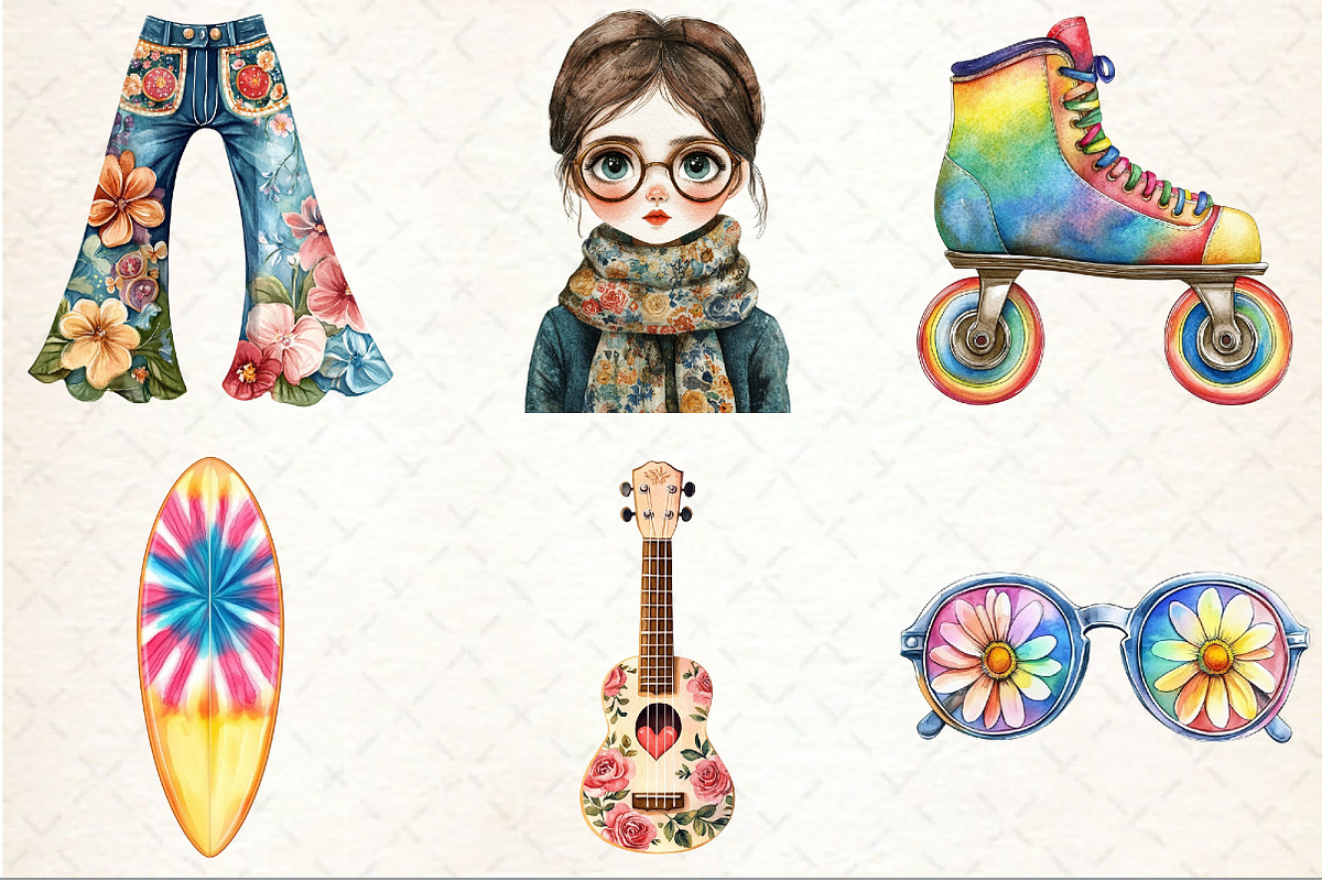 1960s Summer Vibes Clipart, an Illustration by Rose Art (Photo 3 of 4)