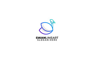 Swan Logo Line Art Design Gradient