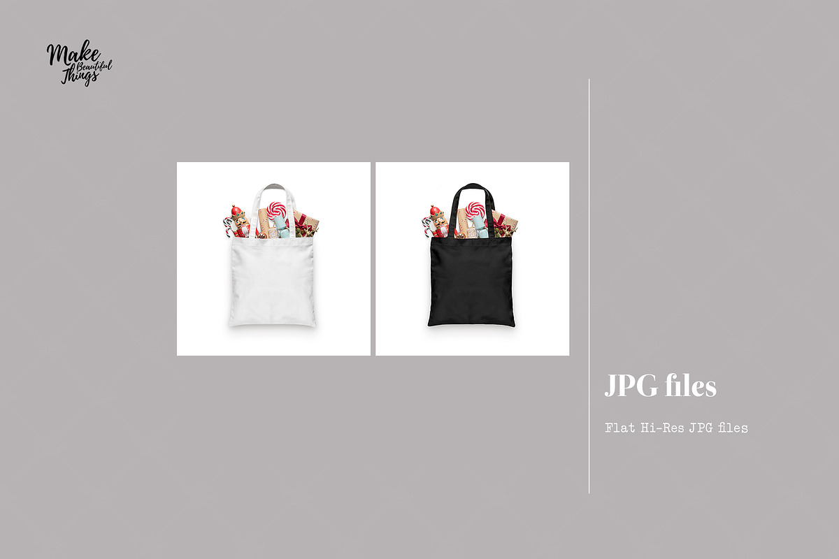Isolated Christmas tote bag mockup, a Product Mockup by Make Beautiful Things (Photo 4 of 6)