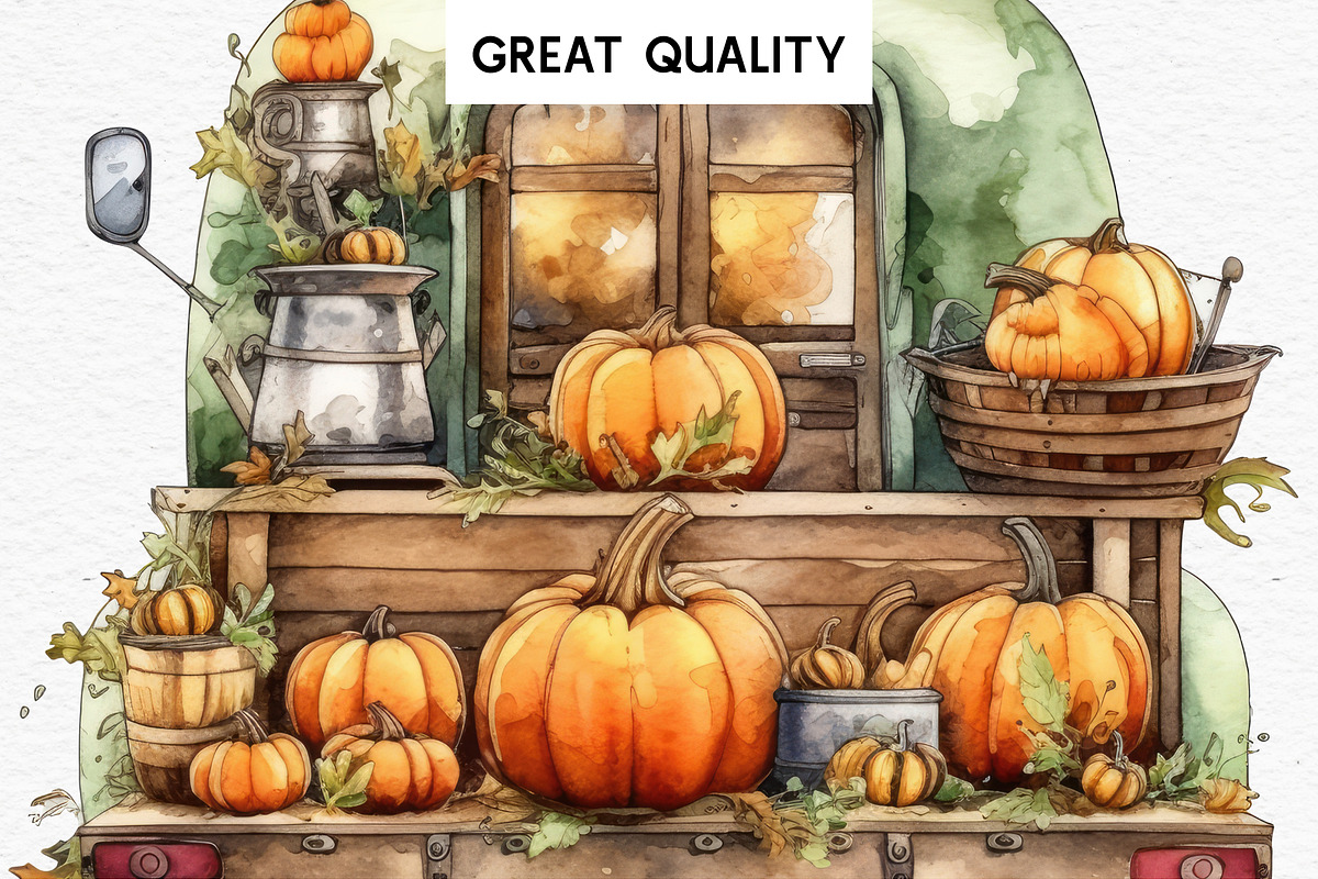 Halloween Truck With Pumpkin Clipart, a Seasonal Illustration by Rabbit Heart (Photo 4 of 10)
