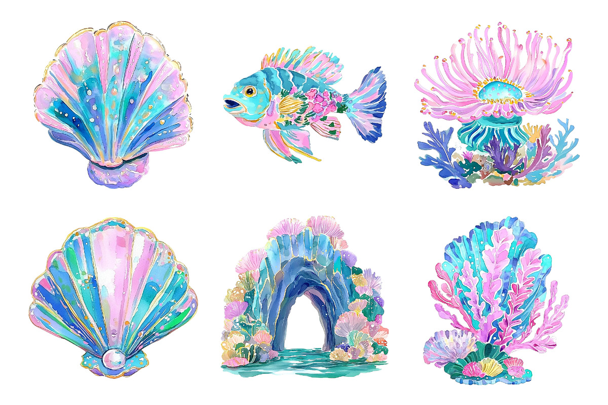 Tropical Reef Clipart Set, an Illustration by Libby Wishes (Photo 3 of 4)