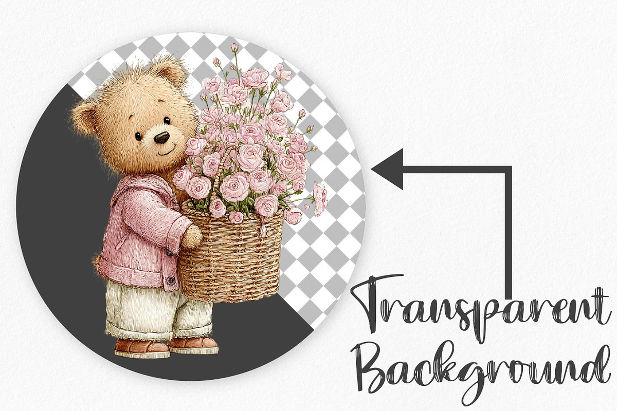 Watercolor Valentine's Bear Clipart, an Illustration by Canvas Craft (Photo 2 of 6)