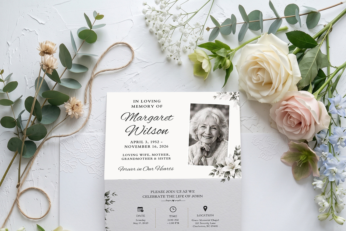 White Floral Funeral Program, an Invitation Template by Arslan (Photo 3 of 3)