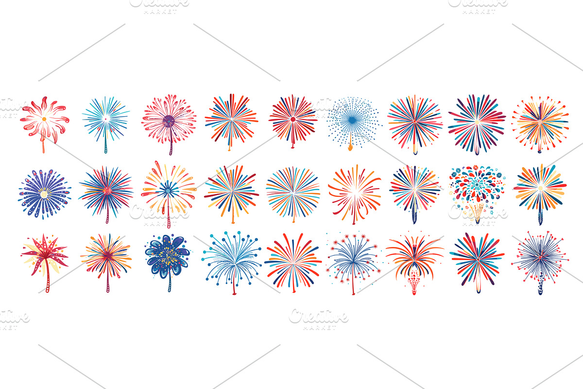 Fireworks colored icons vector set, an Object Illustration by Onyx