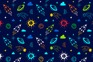 Kid Space Patterns Vector Set