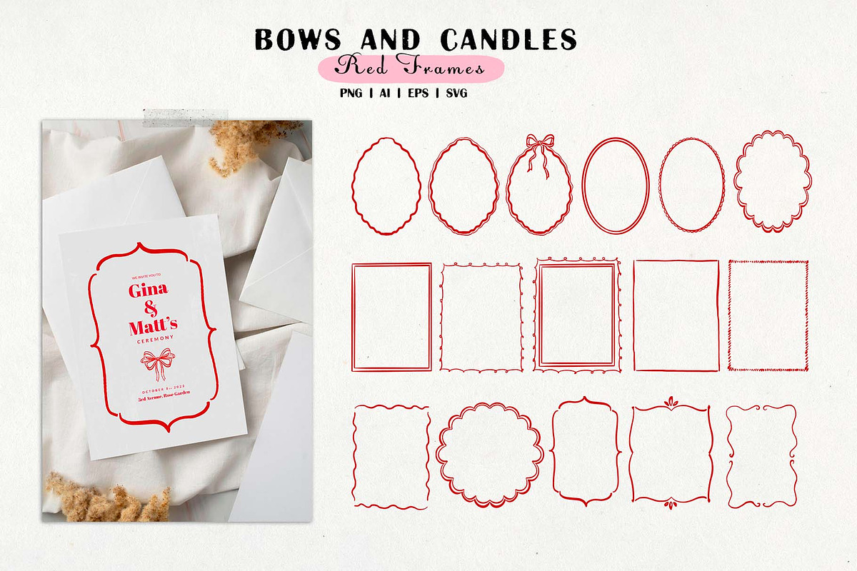 Bows, Candles and Frames. Vector set, an Object Graphic by VerAna (Photo 7 of 12)