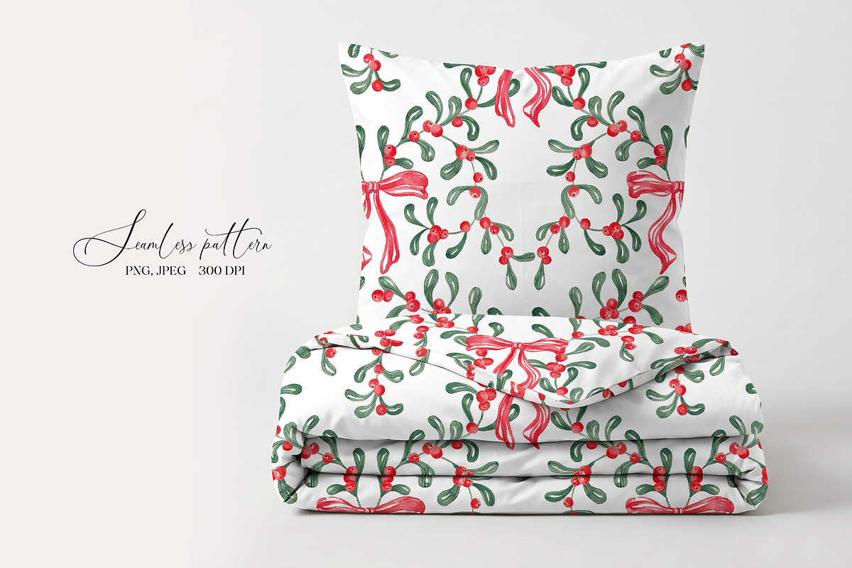 Christmas Mistletoe Ornamental Print, a Pattern Graphic by SirenaArt (Photo 9 of 14)