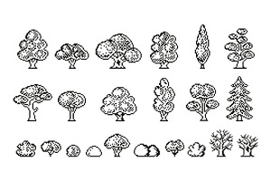 Nature landscape, forest pixel art