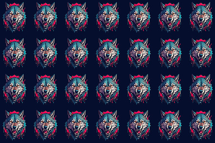 Wolf head logo comic style drawing motif seamless pattern, a Wallpaper Graphic by DanFLCreativo