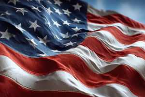 Waving American flag against a clear, a Photo by Pavel_design