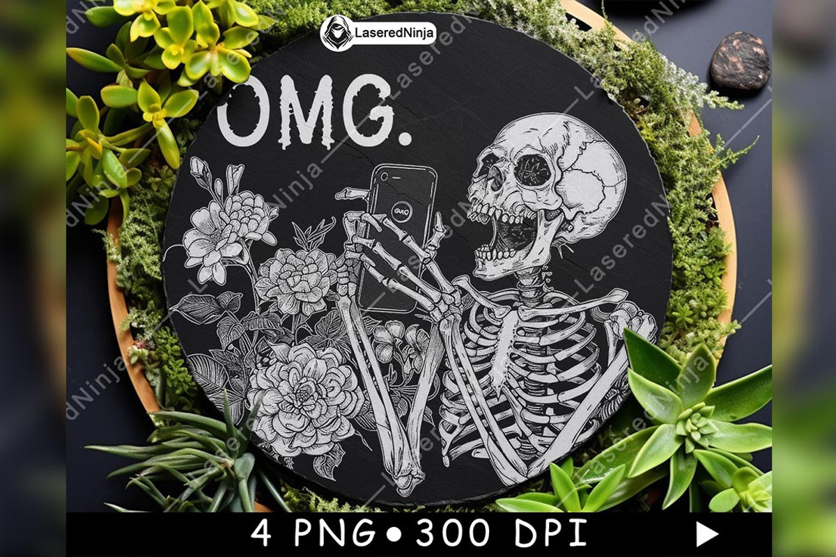 Skeleton Looking on Cellphone Flower, a Background Graphic by LaseredNinja (Photo 4 of 7)