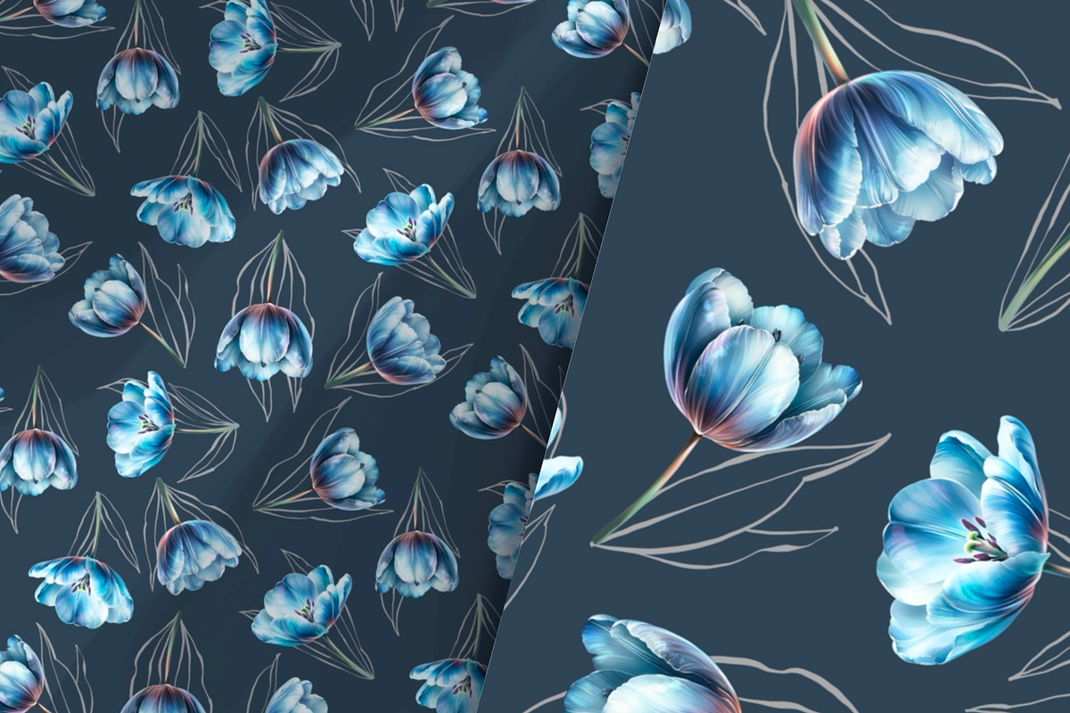 Blue Tulips Beautiful Set, a Decorative Illustration by Shabbypie (Photo 21 of 22)