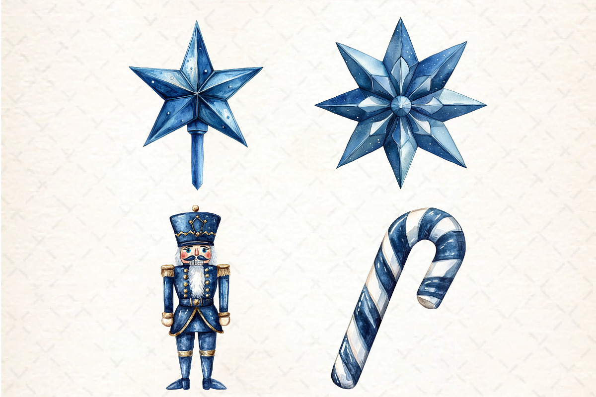 Watercolor Blue Christmas Clipart, an Illustration by DreamCafeArt (Photo 4 of 4)