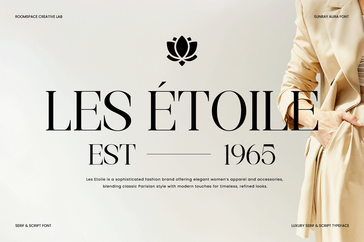 Sunray Aura – Modern Serif & Script, a Serif Font by roomspace creative lab (Photo 3 of 11)