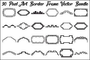 Pixel Art Border Frame SVG Bundle, an Illustration by Gfx_Store